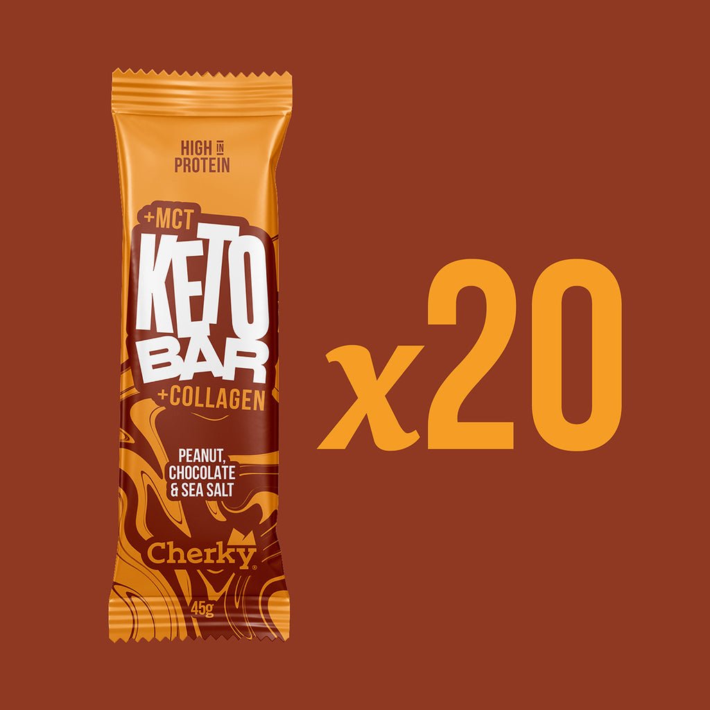 PACK 20 · KETO COLLAGEN BAR · PEANUT, CHOCOLATE & SEA SALT