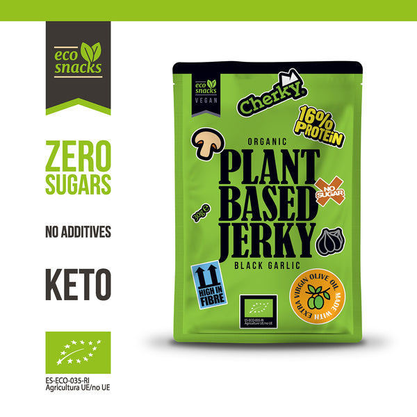 ECO · plant based jerky · BLACK GARLIC & COFFEE