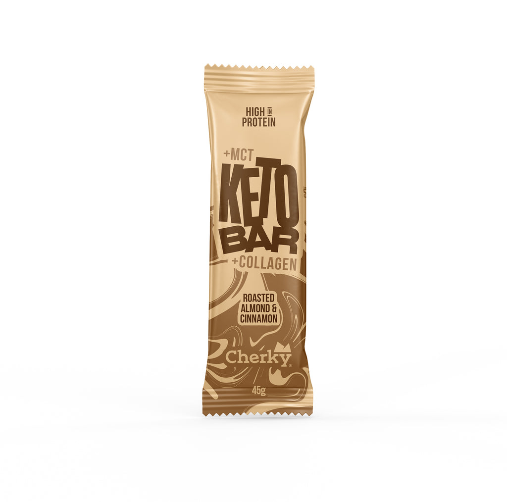 KETO COLLAGEN BAR · ROASTED ALMOND & CINNAMON