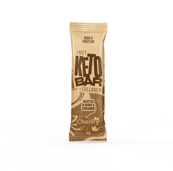 KETO COLLAGEN BAR · ROASTED ALMOND & CINNAMON